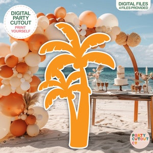 BIG CUTOUT Orange Palm Tree Beach Party Hippie Birthday Party 70s Party Pool Party Palm Tree Birthday Party Life Size Cutout Standee Coconut