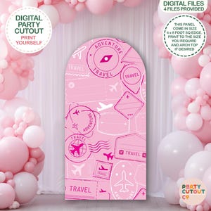 BIG BACKDROP Pink Travel Sign Plane Baby Shower Landing Soon Aeroplane Baby Shower Adventure Awaits Time Flies Party Plane Party Travel Prop