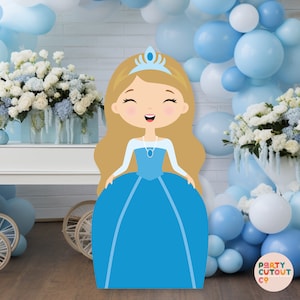 BIG CUTOUT Princess Party Princess Cutout Blue Princess Decoration Cute Princess Prop Princess Stand Up Party Decor Life Size Cutout