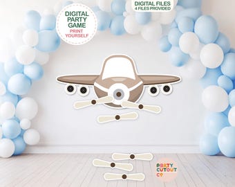 PARTY GAME Brown Plane Pin The Propeller On The Plane Birthday Party Aviation Party Plane Brown Plane Party Games Printable DIY Boys Party