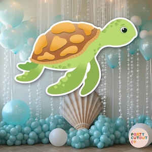 Gran recorte para fiesta bajo el mar, tortuga verde, decoración del océano, tortuga marina, decoración para fiesta bajo el océano, tamaño real, recorte de pie