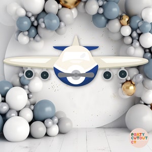 BIG CUTOUT Blue Plane Decor Travel Party Cutout Prop Airplane Birthday Party Plane Party Ideas Aircraft Life Size Cutout Digital Jet Plane