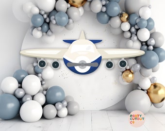 BIG CUTOUT Blue Plane Decor Travel Party Cutout Prop Airplane Birthday Party Plane Party Ideas Aircraft Life Size Cutout Digital Jet Plane