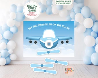 PARTY GAME Blue Plane Pin The Propeller On The Plane Birthday Party Aviation Party Plane Blue Plane Party Games Printable DIY Boys Party