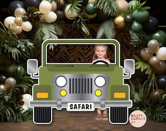 BIG CUTOUT, Khaki Safari Car, Jungle Decorations, African Safari Theme Prop, Jungle Prop, Car Cutout, Car Photo Prop, Life Size Cutout