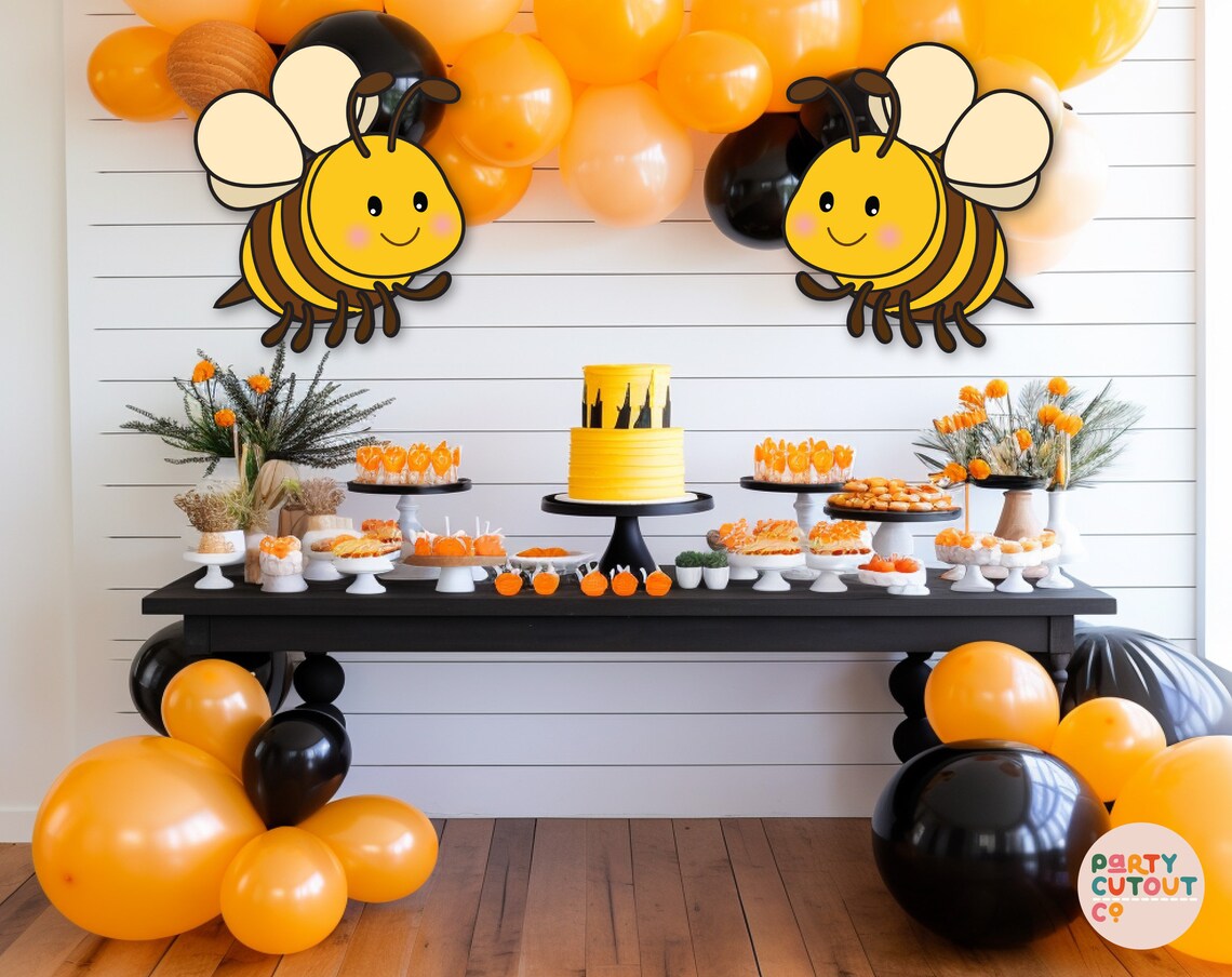 BIG CUTOUT Bee Party Buzzy Bee Props Happy Bee Cartoon Bee Yellow Bee ...