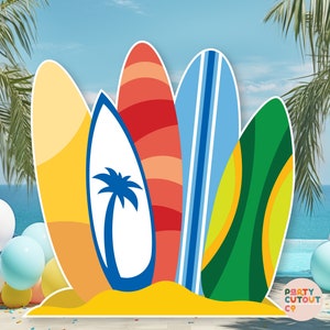 BIG CUTOUT Surfboard Beach Party Surfing Birthday Party Pool Party Surfboards Hippie Party Birthday Party Tropical Life Size Cutout Standee