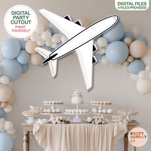 BIG CUTOUT White Plane Decoration Aircraft Props Stand Up Cutout Props Aviation Plane Party Plane Wall Sign Life Size Cutout Jet Plane White