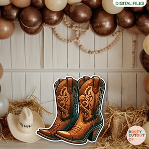 BIG CUTOUT Cowboy Party Brown Cowboy Boots Decor Western Themed Big Decor Cowboy Party Props Cowboy Boots Life Size Cutout Baby Shower