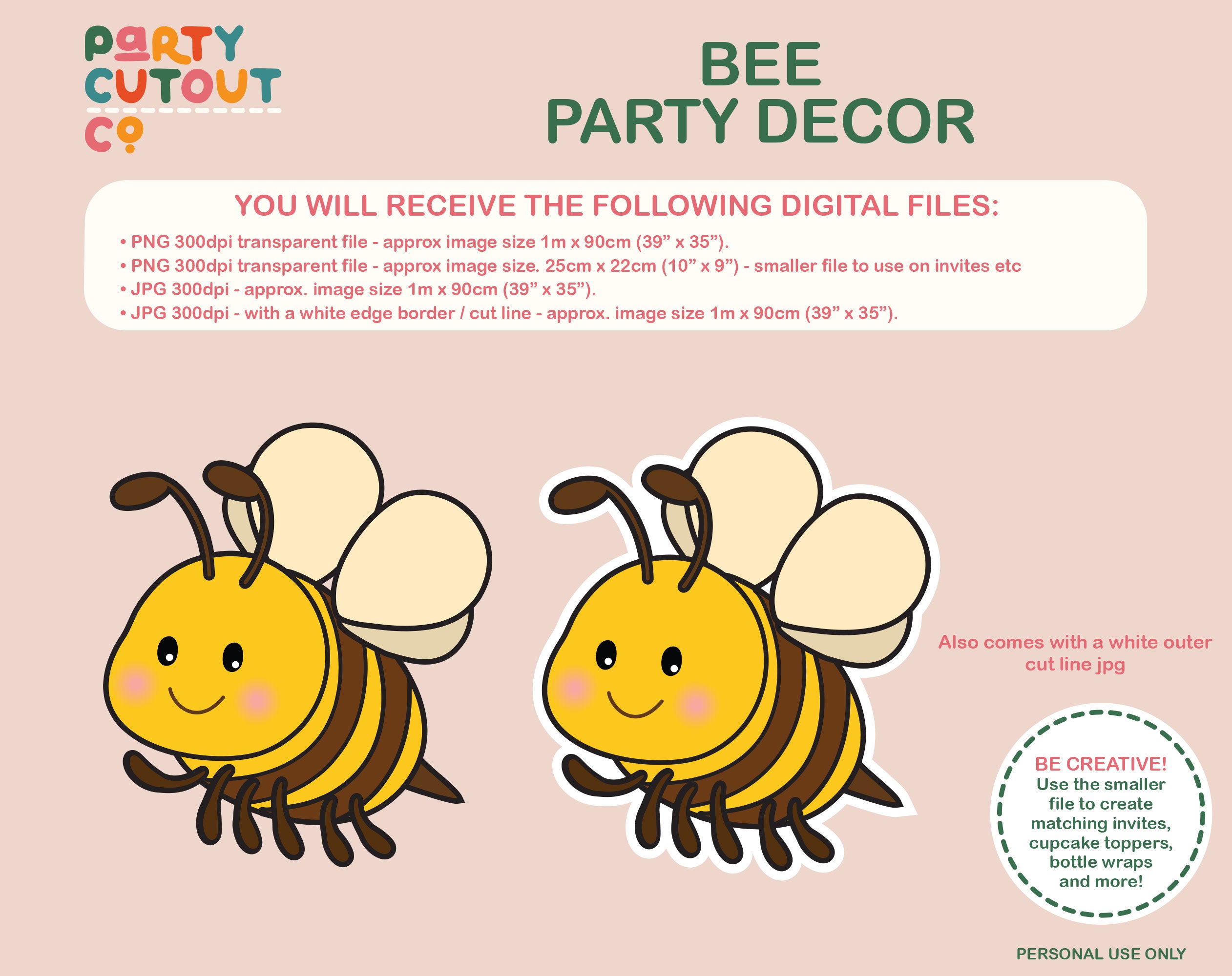 BIG CUTOUT Bee Party Buzzy Bee Props Happy Bee Cartoon Bee Yellow Bee ...