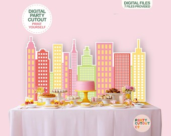 BIG CUTOUT Super Hero Party Super Hero Buildings Super Hero Party Ideas Cutout Superhero Party Decor Life Size Cutout Cityscape Buildings