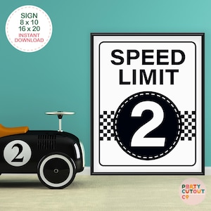 SIGN Speed Limit 2 Sign First Birthday Sign Race Car Speed Limit Sign Speed Limit Two Vintage Car Second Birthday Racing Car Party Ideas