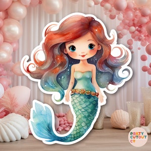 BIG CUTOUT Mermaid Party Aqua Mermaid Cutout Mermaid Decoration Under the Ocean Party Decor Life Size Cutout Standee Girls Birthday