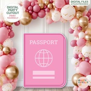 BIG CUTOUT Passport Prop Travel Party Pink Passport Plane Party Passport Cutout Farewell Party Adventure Awaits Travel Theme Party Prop