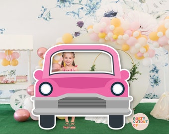 BIG CUTOUT Pink Car Car Party Automobile Birthday Party Decor Car Party Decoration Car Cutout Photo Prop Life Size Cutout Standee