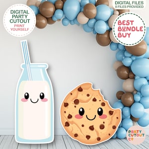 BIG CUTOUT Milk and Cookie Cutout Cookie Decoration Milk and Cookies Birthday Ideas Chocolate Chip Cookie Cutout Baby Shower Sweet Treats