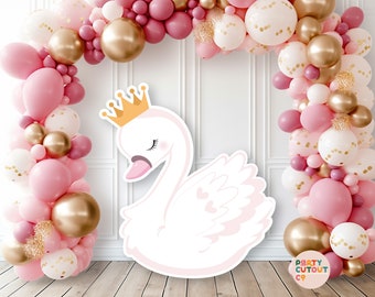 BIG CUTOUT, White Swan with Gold Crown, Swan Prop, Ballet Prop, White Swan Cutout, Cute Swan, Birthday Party Decor, Life Size Cutout, Swan