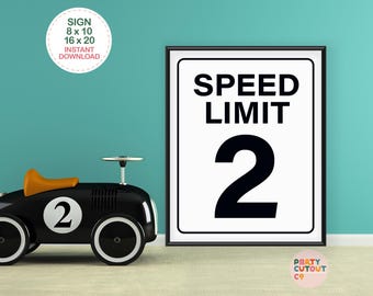 SIGN Speed Limit 2 Sign First Birthday Sign Race Car Speed Limit Sign Speed Limit Two Vintage Car Second Birthday Racing Car Party Ideas