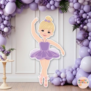 BIG CUTOUT Ballerina Girl Ballerina Decoration Ballet Prop Ballerina Purple Tutu Stand Up Cutout Birthday Party Decor Life Size Cutout