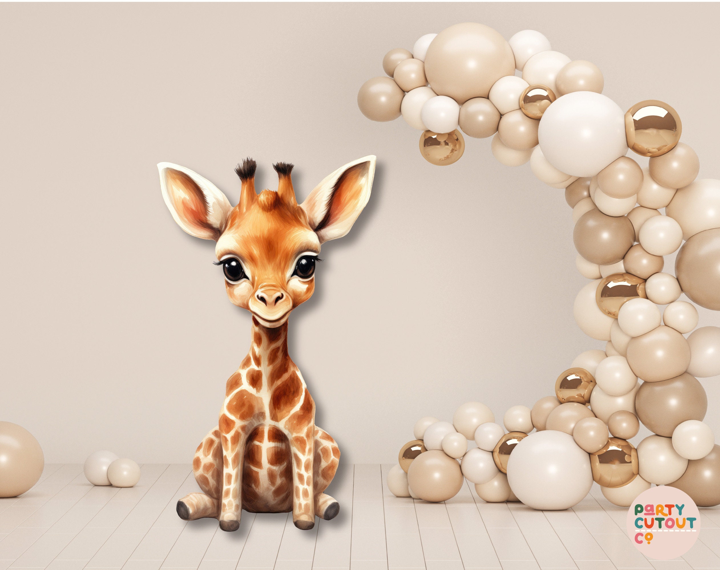 BIG CUTOUT, Jungle Baby Giraffe Animal Decorations, African Safari