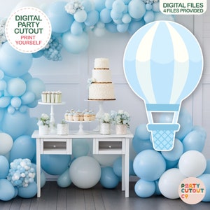 BIG CUTOUT Blue Hot Air Balloon Cutout Stand Up Cutout Hot Air Balloon Baby Shower Blue Party Decor Life Size Cutout Adventure Awaits Travel