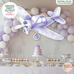 BIG CUTOUT Purple Plane Cutout Aircraft Props Plane Party Cutout Travel Theme Baby Shower Oh My Time Flies Aeroplane Adventure Awaits Cutout