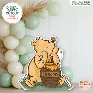 BIG CUTOUT Classic Winnie-The-Pooh Cutout Winnie Prop Classic Winnie-The-Pooh Baby Shower Prop Life Size Cutout Digital Download Bear Prop