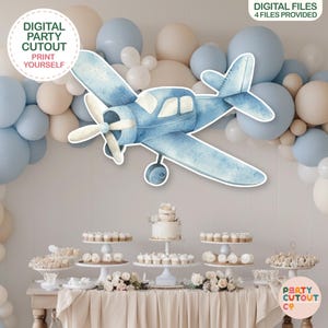 BIG CUTOUT Blue Plane Cut Out Aircraft Props Plane Party Cutout Travel Theme Boy Baby Shower Oh My Time Flies Aeroplane Adventure Awaits