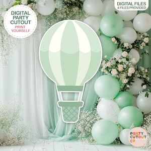 BIG CUTOUT Green Hot Air Balloon Cutout Stand Up Hot Air Balloon Prop Baby Shower Green Party Decor Life Size Cutout Adventure Awaits Travel