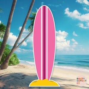 BIG CUTOUT Pink Surfboard Beach Party Surfing Birthday Party Pool Party Surf Board Hippie Party Birthday Party Tropical Life Size Cutout