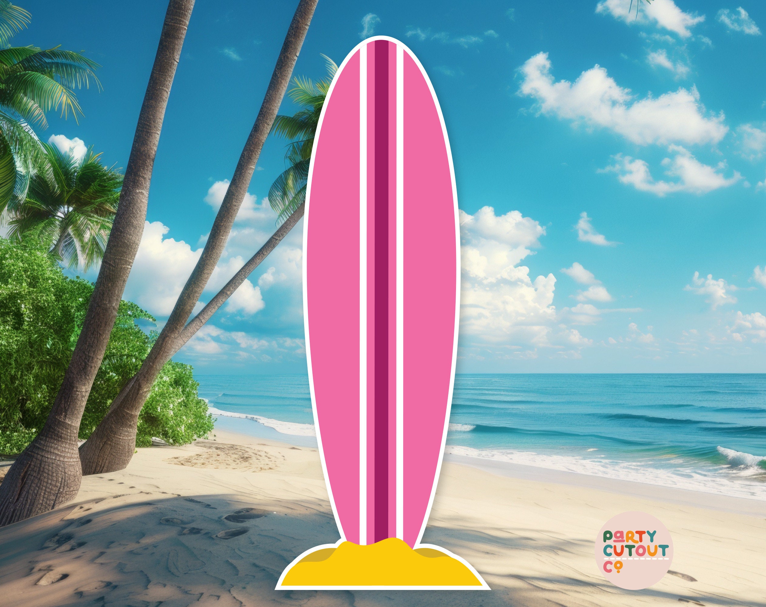 BIG CUTOUT Pink Surfboard Beach Party Surfing Birthday Party Pool Party Surf Board Hippie Party Birthday Party Tropical Life Size Cutout