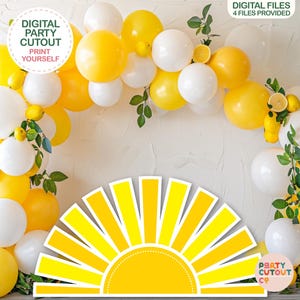 BIG CUTOUT Sun Party Party Floor Half Sun Yellow You Are My Sunshine Sun Cutout Sun Cardboard Cutout Baby Shower Theme Yellow Sun Standee