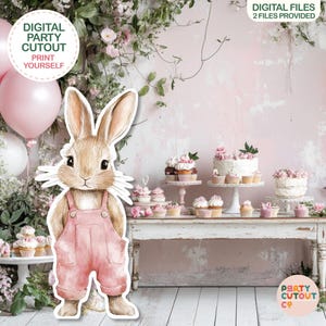 BIG CUTOUT Cute Rabbit Cutout Girl Bunny Party Woodland Party Rabbit Decoration Bunny Wearing Overalls Cutout Life Size Cutout Garden Party