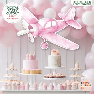 BIG CUTOUT Pink Plane Cut Out Aircraft Props Plane Party Cutout Travel Theme Baby Shower Oh My Time Flies Aeroplane Adventure Awaits Cutout