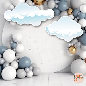 BIG CUTOUT Cloud Cutouts Plane Party Plane Party Ideas Hot Air Balloon Sky Aircraft Party Clouds Birthday Party Life Size Cutout Standee