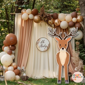 RECORTE GRANDE Ciervo del bosque Baby Shower Ciervo Fiesta de camping Animales del bosque Ciervo Montaña 1er cumpleaños Reno Tamaño real Recortado Ciervo de pie