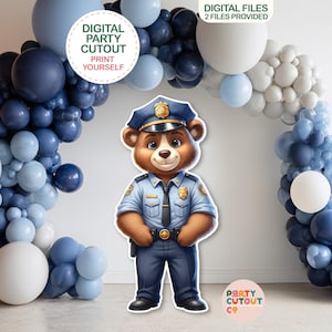 BIG CUTOUT Police Bear Cutout Policeman Cutout First Responder Party Police Party Prop Police Officer Standee Life Size Cutout Bear Party