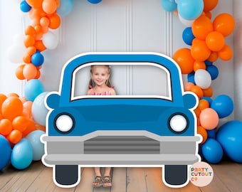 BIG CUTOUT Blue Car Car Party Automobile Birthday Party Decor Car Party Decoration Car Cutout Photo Prop Life Size Cutout Standee