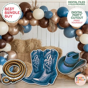 BIG CUTOUT Cowboy Party Blue Cowboy Boots Lasso Decor Western Themed Big Decor Cowboy Party Props Cowboy Hat Life Size Cutout Baby Shower