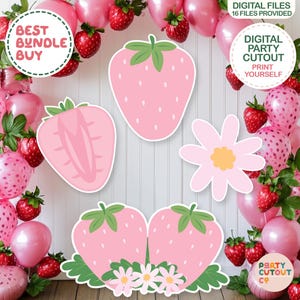 BIG CUTOUT Pink Strawberry Party Strawberry Decorations Fruit Birthday Party Pink Strawberry Cutout Berry First Baby Shower Life Size Cutout