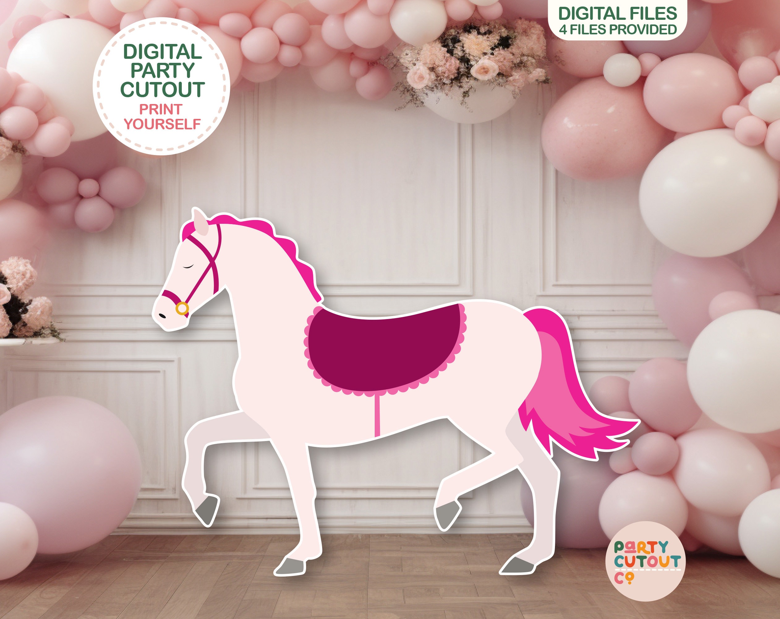 Guirlande D'anniversaire Thème Cheval "Happy Horses" - 1,5 M - Papier Imprimé Recto Verso - Fête Enfant