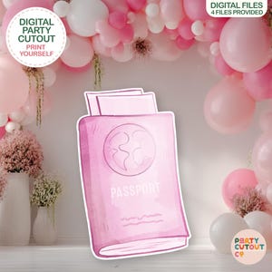 BIG CUTOUT Plane Passport Prop Travel Party Pink Ticket Plane Party Boarding Pass Cutout Farewell Party Adventure Awaits Travel Theme Party