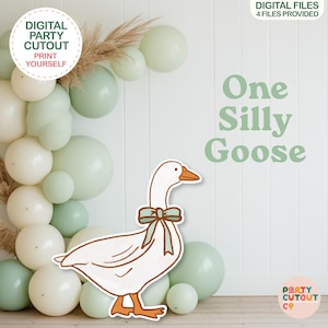 BIG CUTOUT One Silly Goose with Green Bow Boy Baby Shower Green Goose Party One Silly Goose Big Decor Cutout Boho Baby Decor Standee Decor