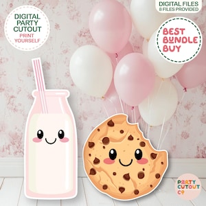 BIG CUTOUT Pink Milk and Cookie Cutout Cookie Decoration Milk and Cookies Birthday Ideas Chocolate Cookie Cutout Baby Shower Sweet Treats