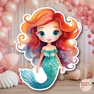 BIG CUTOUT Aqua Mermaid Cutout Little Mermaid Party Ideas Mermaid Decoration Under the Sea Party Decor Mermaid Life Size Cutout Standee