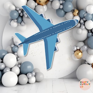 BIG CUTOUT Blue Plane Decoration Aircraft Props Stand Up Cutout Props Aviation Plane Party Sign Plane Wall Sign Life Size Cutout Jet Plane