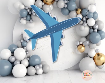 BIG CUTOUT Blue Plane Decoration Aircraft Props Stand Up Cutout Props Aviation Plane Party Sign Plane Wall Sign Life Size Cutout Jet Plane
