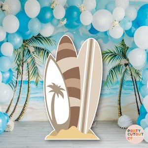 BIG CUTOUT Brown Surfboards Beach Party Surfing Birthday Party Pool Party Surfboards Hippie Party  Tropical Birthday Party Life Size Cutout