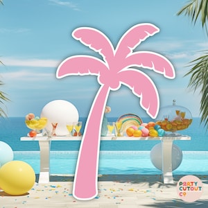 BIG CUTOUT Pink Palm Tree Beach Party Hippie Birthday Party 70s Party Pool Party Palm Tree Birthday Party Life Size Cutout Standee Coconut