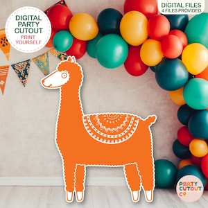 BIG CUTOUT Orange Llama Cutout Fiesta Party Mexican Party Ideas Boho Llama Prop Life Size Cutout Llama Farm Party Alpaca Party Llama Party